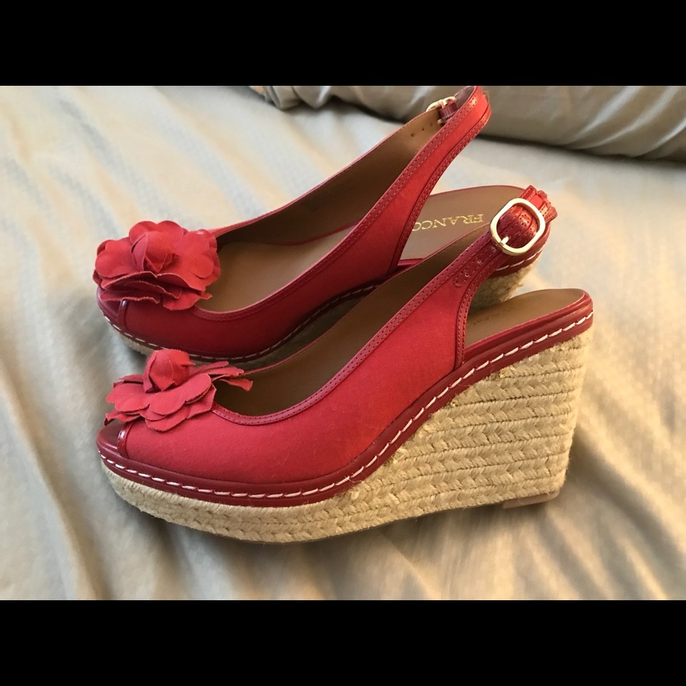 NWOT size 8.5 red Franco Sarto wedge sandals